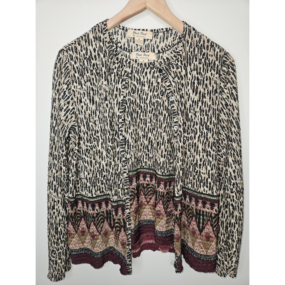 Pleat Pleat Rafeal Tank Cardigan 2 Pc Set M Brown Neutral Burgandy Crinkle Boho
